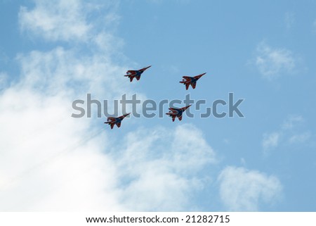 russian war airplane on blue sky