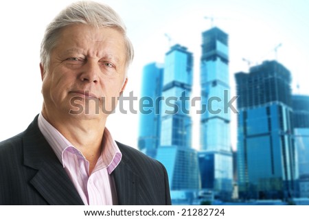 business man on glass buildings project