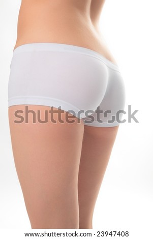 stock photo woman back in white panties on white background