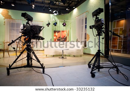 tv studio with interior and light