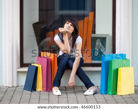 beauty woman om shopping in the city
