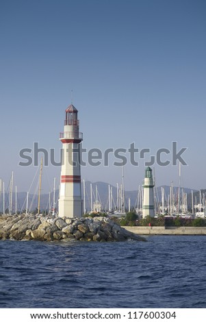 Lighthouse at the Bodrum Turgutreis marine etrance