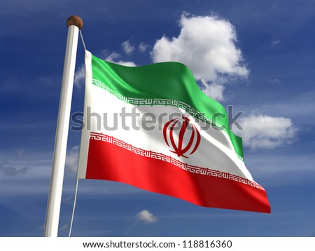 Iran flag with clipping path (Computer generated image)