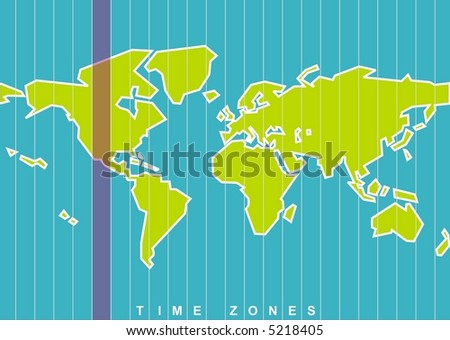world map time zones. stock vector : world map time