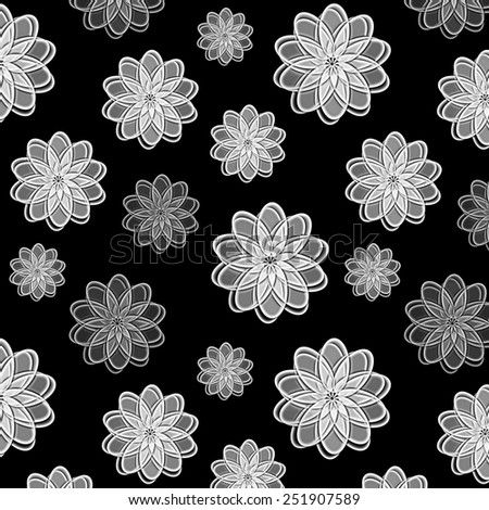White Beautiful Translucent Floral Design on Black Background