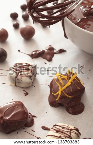 chocolates handmade preparation