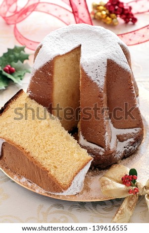 sweet Christmas cake  on gold dish