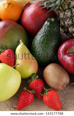 fruit composition on stone table