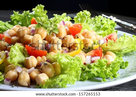 chickpeas salad   black background