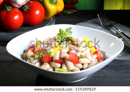 beans salad green background