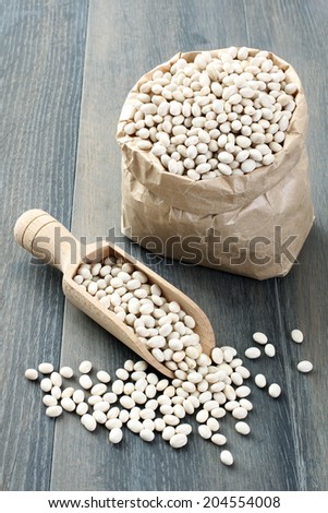 white beans on gray table