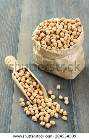 dry chickpeas on gray background