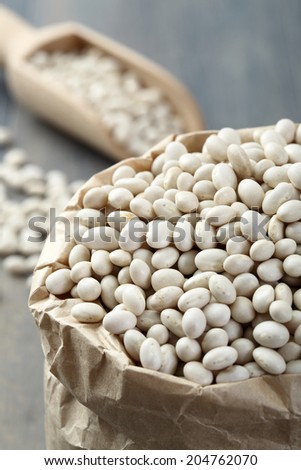 white beans gray background