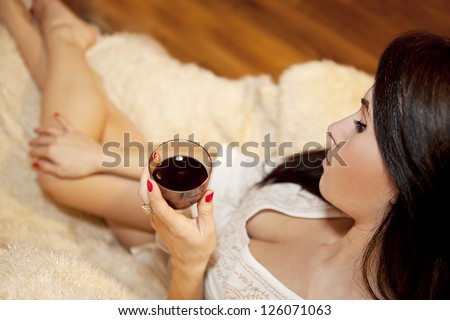 romantic evening with the glass of wine