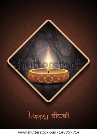 Elegant background design for diwali festival with beautiful lamp in square frame. vector illustration