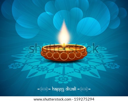 Blue color religious background design for diwali festival with beautiful lamp in middle vector illustration Blue color religious background design for diwali festival with beautiful lamp in middle vector illustration