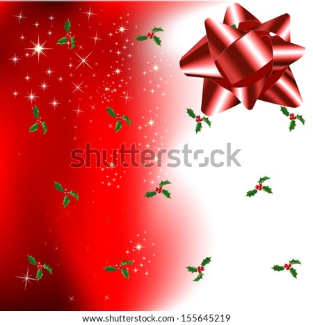 Red ribbon with Christmas ornaments