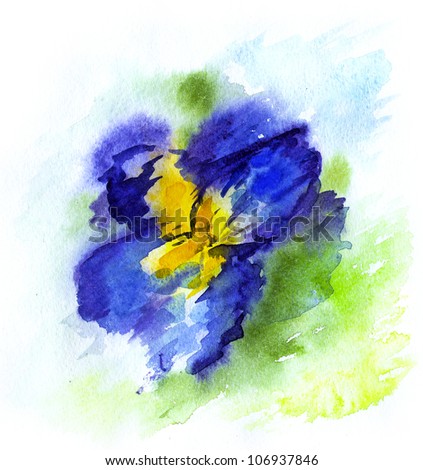 Flower watercolor illustration. Iris.