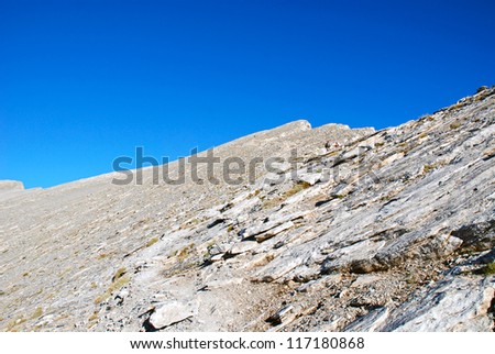 Steep mountain slope on mount Olympus