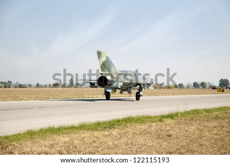 Fighter jet prepares to take off