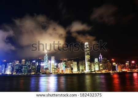 Hong Kong Bay buildings night