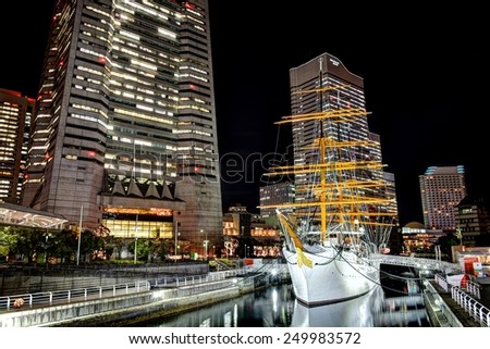 YOKOHAMA, JAPAN - February 2, 2015 : Nippon Maru was built in Kobe in 1930. It was a training ship for the cadets of the Japanese merchant marine.