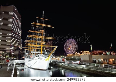 YOKOHAMA, JAPAN - February 2, 2015 : Nippon Maru was built in Kobe in 1930. It was a training ship for the cadets of the Japanese merchant marine.