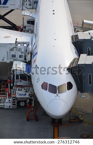 TOKYO,JAPAN - APRIL 30, 2015 :ANA Boeing Airplane. All Nippon Airways also known as ANA is a Japanese airline.