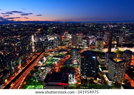 YOKOHAMA, JAPAN - November 3, 2015 :  Minato Mirai 21 is a seaside urban area in central Yokohama