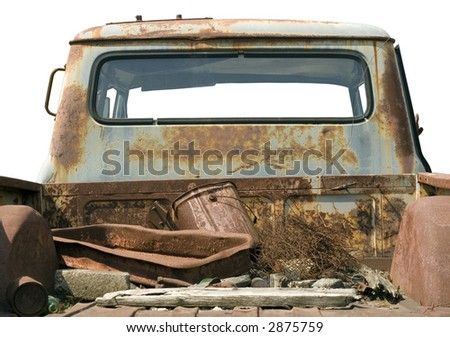 Old rusted truck bed, isolated