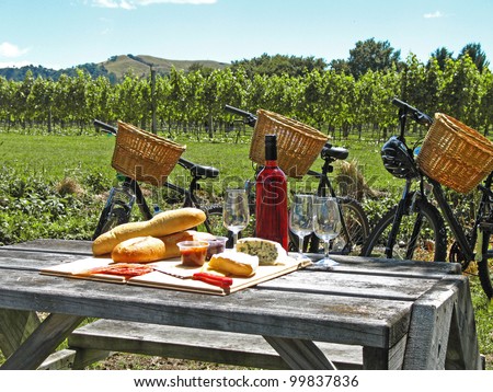 Bikes in vineyard, New Zealand