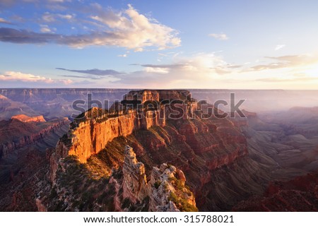 Wotans Throne, Cape Royal at Sunset, Grand Canyon North Rim, AZ