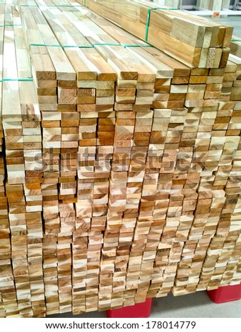 Pile of wood in a warehouse