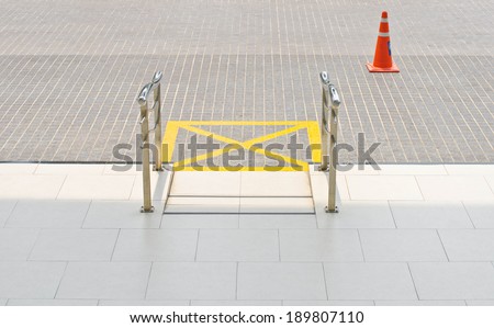 Ramp for disabled people using wheelchair of public building.