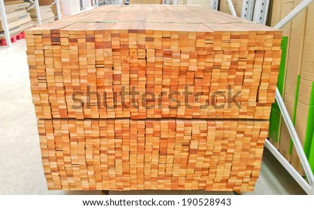 Pile of wood in a warehouse.