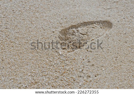 Baby footprint in sand on beach