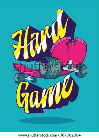 Skateboard / T-shirt graphics / textile graphic / Retro style. Vector / street style.