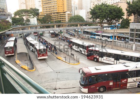 SAO PAULO, BRAZIL APRIL 04, 2009. Bandeira Bus Terminal in Sao Paulo, Brazil