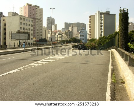 Sao Paulo, Brazil, March 04, 2007: People have fun in a high road, closed to cars on Sundays and holidays, in downtown Sao Paulo