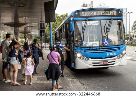 Sao Paulo, Brazil, september 27, 2015. Bus stop in Conceicao station, south zone of Sao Paulo city.