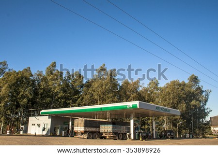 Rio Grande do Sul, Brazil, July 15, 2008. truck supplies with diesel at a Petrobras petrol station in Rio Grande do Sul State, south of Brazil
