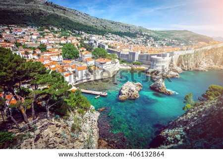 Panorama of old town of Dubrovnik in Croatia