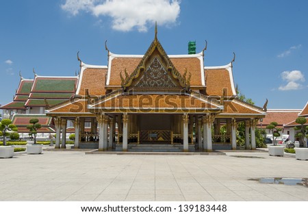 Thai architecture Wat Ratchanadda,Temple in Bangkok.