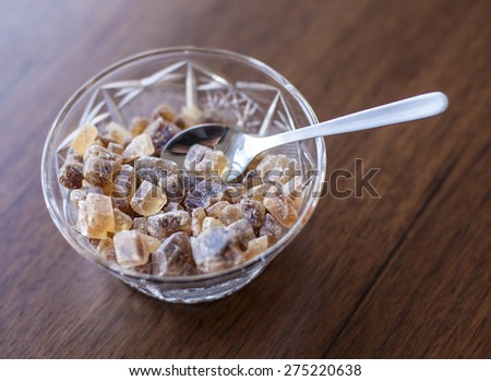 Refined brown sugar in crystal bowl