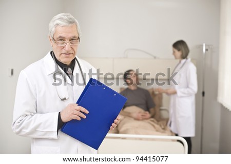 Medical conversation in modern hospital