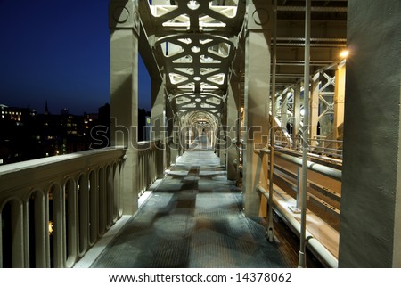 The High Level Bridge was designed by Robert Stephenson and built between 1847 and 1849. It connects Newcastle and Gateshead.