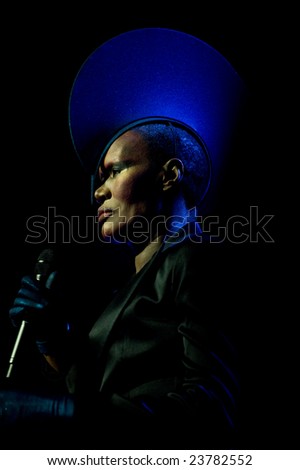 GATESHEAD, ENGLAND - JANUARY 22: Singer Grace Jones performs on stage at The Sage January 22, 2009 in Gateshead, England.