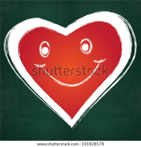 Smile,hearth on blackboard background