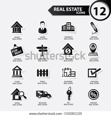 Real estate icons,Black version,vector