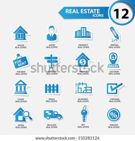 Real Estate Icons,Blue Version,Vector